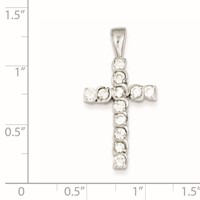 Sterling Silver Rhodium-plated CZ Latin Cross Pendant view 3