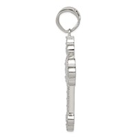 Sterling Silver Rhodium-plated CZ Budded Cross Pendant view 2