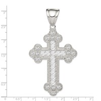 Sterling Silver Rhodium-plated CZ Budded Cross Pendant view 3