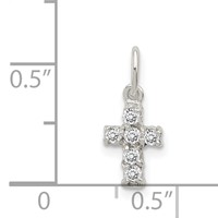 Sterling Silver CZ Cross Petite Charm view 3