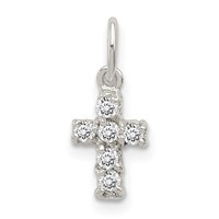Sterling Silver CZ Cross Petite Charm view 1
