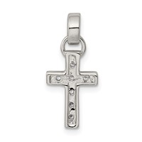 Sterling Silver Rhodium-plated CZ Latin Cross Pendant view 4