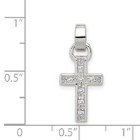 Sterling Silver Rhodium-plated CZ Latin Cross Pendant view 3