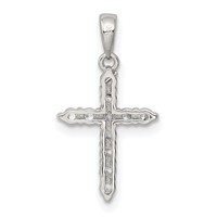 Sterling Silver Rhodium-plated CZ Cross Pendant view 4
