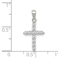 Sterling Silver Rhodium-plated CZ Cross Pendant view 3