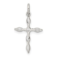 Sterling Silver Rhodium-plated CZ Cross Charm view 4