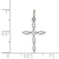 Sterling Silver Rhodium-plated CZ Cross Charm view 3