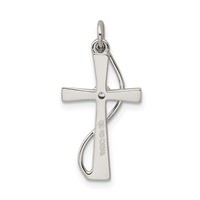 Sterling Silver Rhodium-plated CZ Cross Pendant view 4