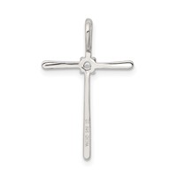 Sterling Silver Rhodium-plated CZ Cross Slide Pendant view 4