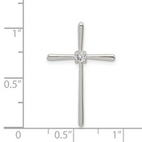 Sterling Silver Rhodium-plated CZ Cross Slide Pendant view 3