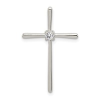 Sterling Silver Rhodium-plated CZ Cross Slide Pendant view 1