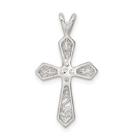 Sterling Silver Rhodium-plated CZ Passion Cross Pendant view 4