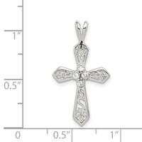 Sterling Silver Rhodium-plated CZ Passion Cross Pendant view 3