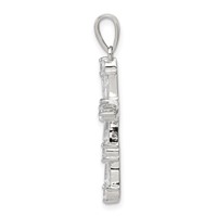 Sterling Silver Rhodium-plated CZ Cross Pendant view 2