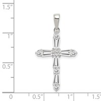 Sterling Silver Rhodium-plated CZ Cross Pendant view 3