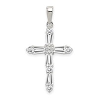 Sterling Silver Rhodium-plated CZ Cross Pendant view 1