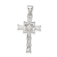 Sterling Silver Rhodium Plated CZ Latin Cross Pendant view 4
