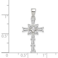 Sterling Silver Rhodium Plated CZ Latin Cross Pendant view 3