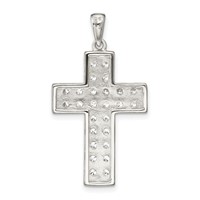 Sterling Silver Rhodium-plated CZ Latin Cross Pendant view 4