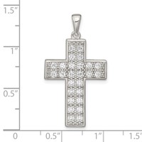 Sterling Silver Rhodium-plated CZ Latin Cross Pendant view 3