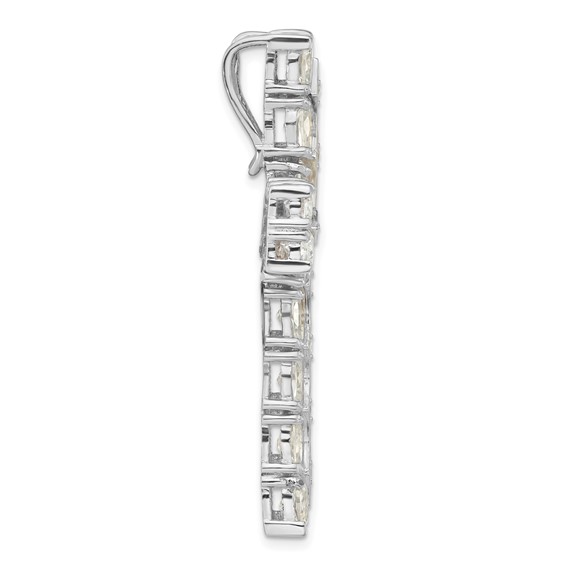 Sterling Silver Polished Fancy CZ Latin Cross Slide