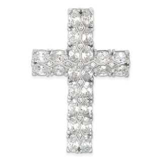 Sterling Silver Polished Fancy CZ Latin Cross Slide