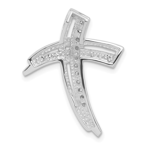 Sterling Silver CZ Cross Slide Pendant