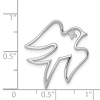 Sterling Silver Rhodium-plated CZ Dove Pendant view 3