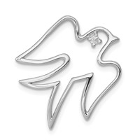Sterling Silver Rhodium-plated CZ Dove Pendant view 1