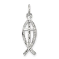 Sterling Silver Ichthus (Fish) Charm view 1