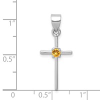 Sterling Silver Rhodium-platedCitrine Cross Pendant view 3