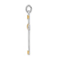 Sterling Silver Platinum-plated & 18K Gold-plated Rope Cross Pendant view 2