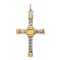 Sterling Silver Antiqued & 18K Gold - Plated Cross Pendant view 1