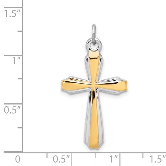 Sterling Silver Platinum-plated & 18k Gold-plated Cross Pendant
