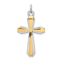 Sterling Silver Platinum-plated & 18K Gold-plated Cross Pendant view 1