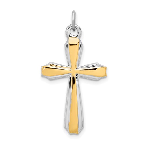 Sterling Silver Platinum-plated & 18k Gold-plated Cross Pendant