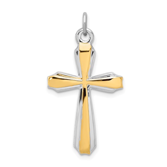 Sterling Silver Platinum-plated & 18k Gold-plated Cross Pendant