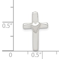 Sterling Silver Cross Pendant with Heart in the Center Chain Slide view 3