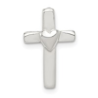 Sterling Silver Cross Pendant with Heart in the Center Chain Slide view 1