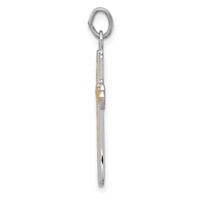 Sterling Silver Platinum-plated & 18K Gold-plated Cross Charm view 2