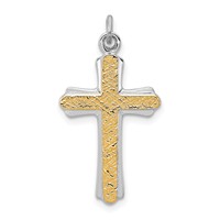 Sterling Silver Platinum-plated & 18K Gold-plated Cross Charm view 1