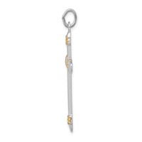 Sterling Silver Platinum-plated & 18K Gold-plated Rope Cross Pendant view 2