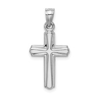 Sterling Silver Rhodium-plated Hollow Crucifix Pendant view 3