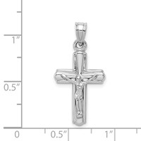 Sterling Silver Rhodium-plated Hollow Crucifix Pendant view 4