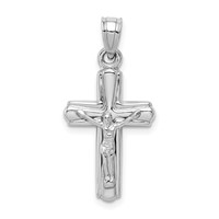 Sterling Silver Rhodium-plated Hollow Crucifix Pendant view 1