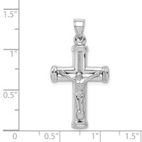 Sterling Silver Rhodium-plated Hollow Latin Crucifix Pendant view 4