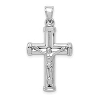 Sterling Silver Rhodium-plated Hollow Latin Crucifix Pendant view 1