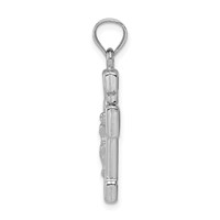 Sterling Silver Rhodium-plated Hollow Latin Crucifix Pendant view 2