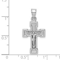 Sterling Silver Rhodium-plated Hollow Latin Crucifix Pendant view 4