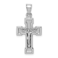 Sterling Silver Rhodium-plated Hollow Latin Crucifix Pendant view 1